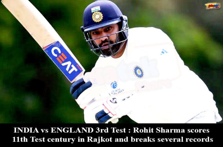iindia-vs-england-3rd-test-rohit-sharma-scores-11th-test-century-in-rajkot-and-breaks-several-records